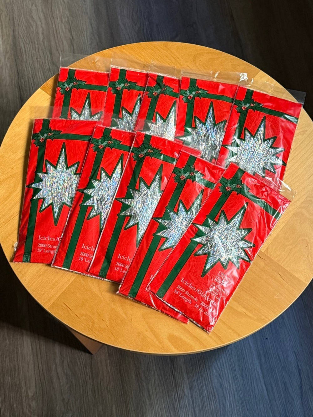 Set of 10 Christmas Tree Icicle Tinsels 2000 18" Strands Fireproof No Lead c2005
